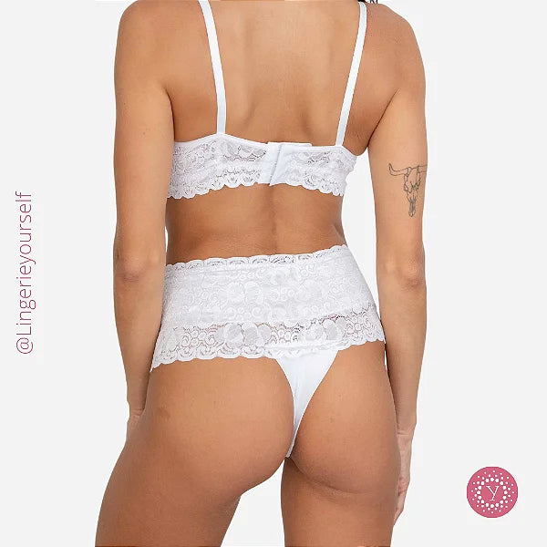 Kit 8 Calcinhas Fio Cintura Renda -Cotton - Momento íntimo