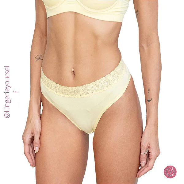 Conjunto Sutiã e Calcinha Fio Dental Cintura Renda - Momento íntimo