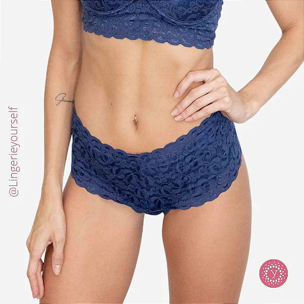 Calcinha Tanga Cintura Renda - Microfibra - Momento íntimo