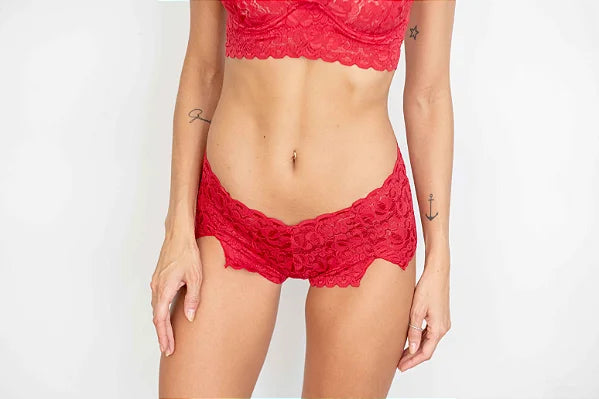 Conjunto Sutiã Renda e Caleçon - Renda - Momento íntimo